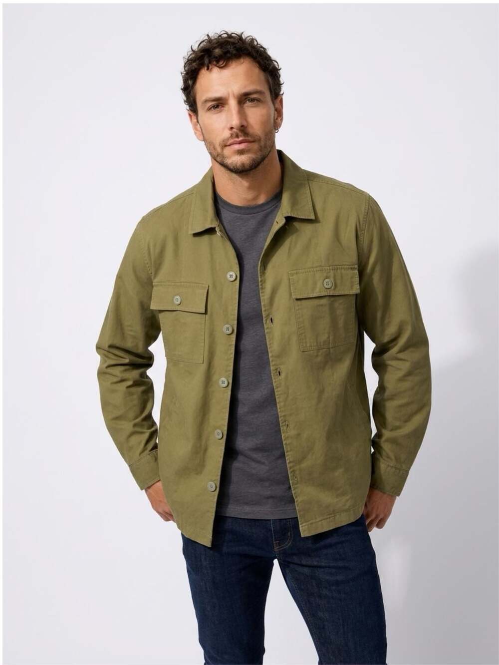 Hurley Men's Classic Fit Long Sleeve Button-Up Utility Shirt Jacket (L)